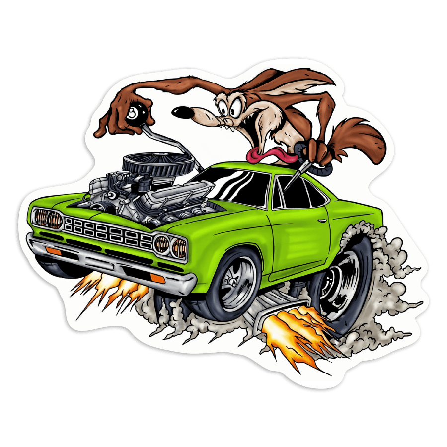 Car & Motorbike Stickers: Coyote Green Muscle Car 8-Ball