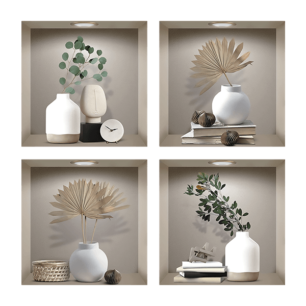 Wall Stickers: Niche White Vases