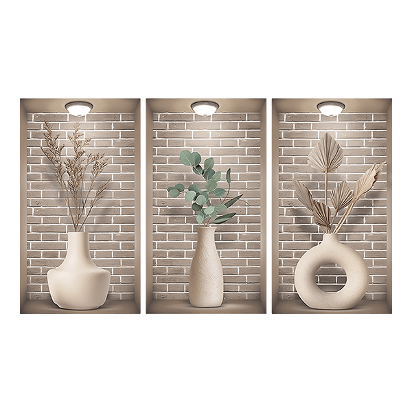Wall Stickers: Niche Cream Vases