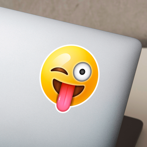 Car & Motorbike Stickers: Face winking stuck-out tonge emoji