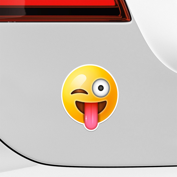Car & Motorbike Stickers: Face winking stuck-out tonge emoji