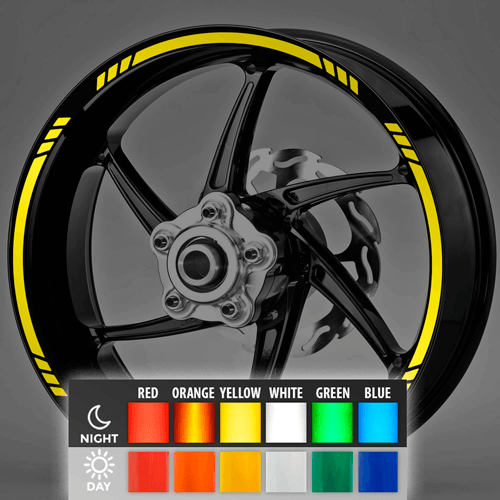 Car & Motorbike Stickers: Reflective MotoGP Style 3 rim stripes kit 2 wheels