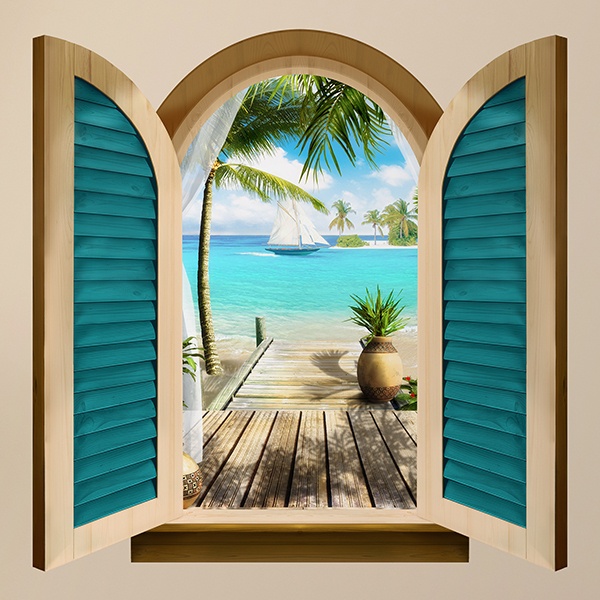 Wall Stickers: Window Paradise by the sea