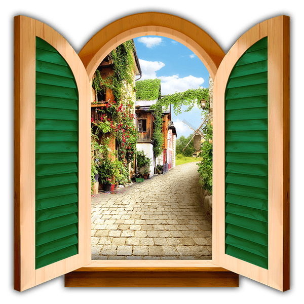 Wall Stickers: Window a village street