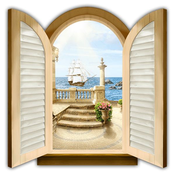 Wall Stickers: Window Caravel sailing