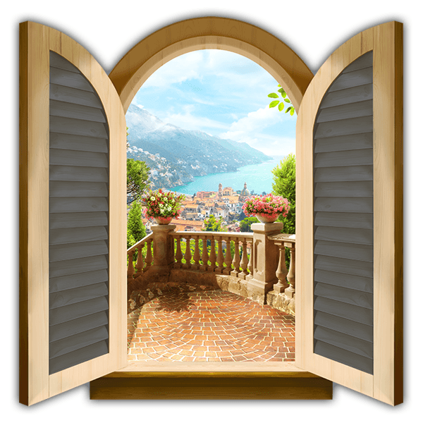 Wall Stickers: Window lookout coast village