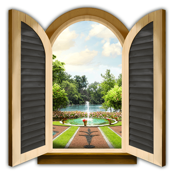 Wall Stickers: Window palace fountain