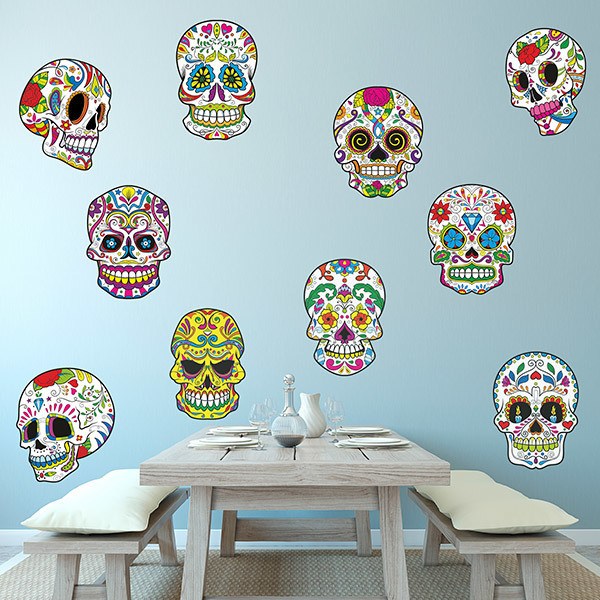 Wall Stickers: Kit of 8 Mexican Skulls