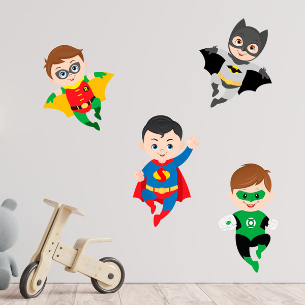 Stickers for Kids: Kit Superheroes flying