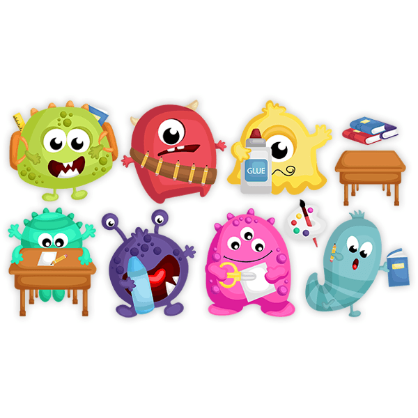 Stickers for Kids: Kit Monsters at school