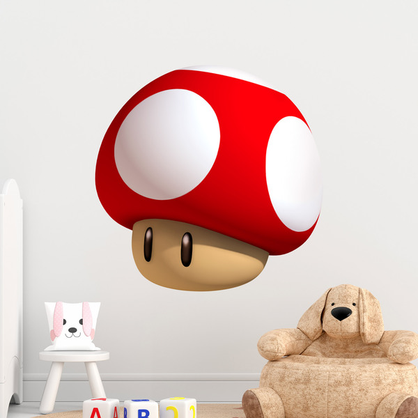 Stickers for Kids: Super red mushroom from Mario Bros