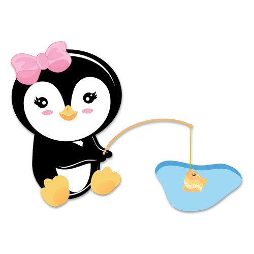 Stickers for Kids: Penguin fishing