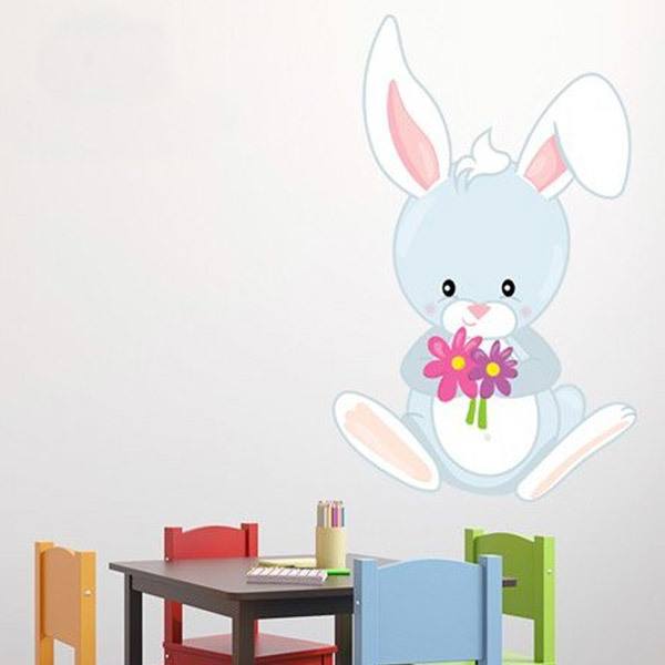 Stickers for Kids: Rabbit with flowers