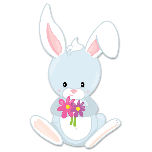 Stickers for Kids: Rabbit with flowers