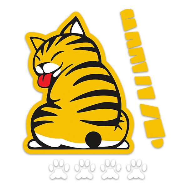 Car & Motorbike Stickers: Windscreen Wipers Cat Yellow