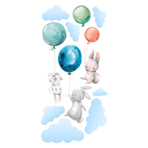 Stickers for Kids: Rabbits with balloons