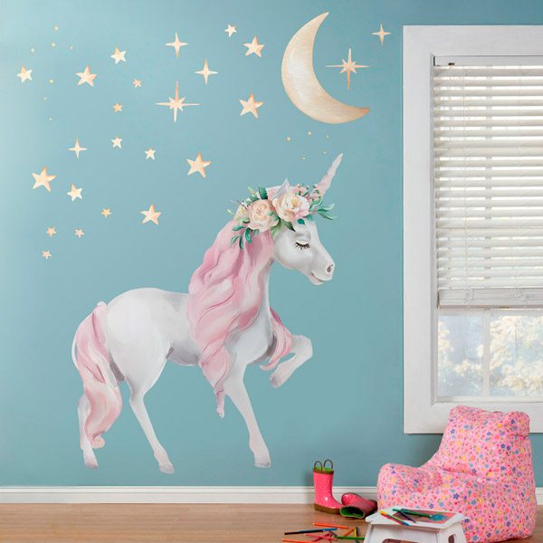 Wall sticker unicorn with stars