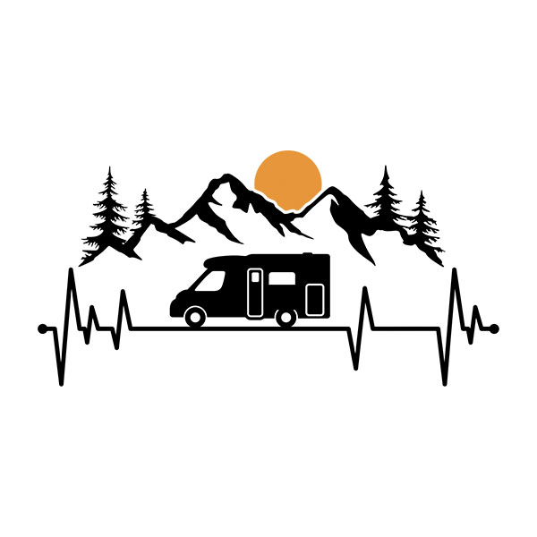 Camper van decals: Electro caravan Mountains and sun