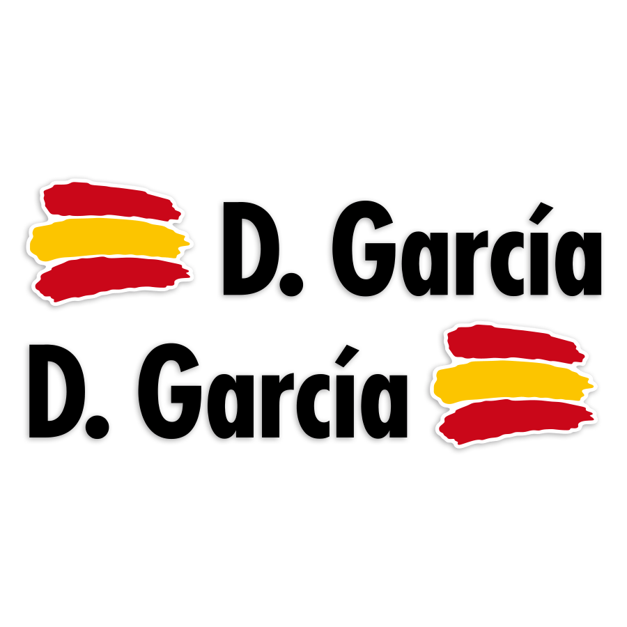 Car & Motorbike Stickers: 2X Flags Spain + Name in black