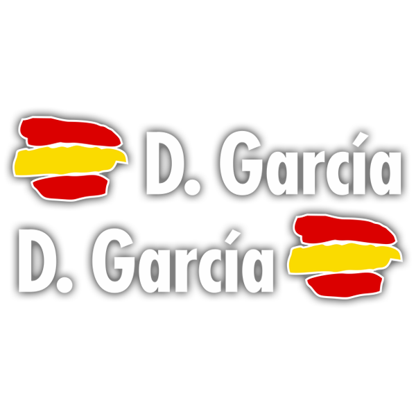 Car & Motorbike Stickers: Kit 2 Flags Spain + Name in white