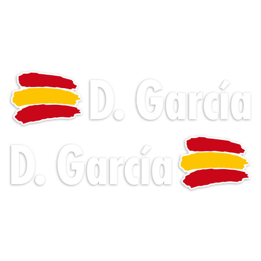 Car & Motorbike Stickers: Flags Spain + Name in white