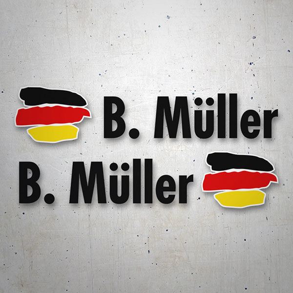 Car & Motorbike Stickers: 2X Flags Germany + Name in black