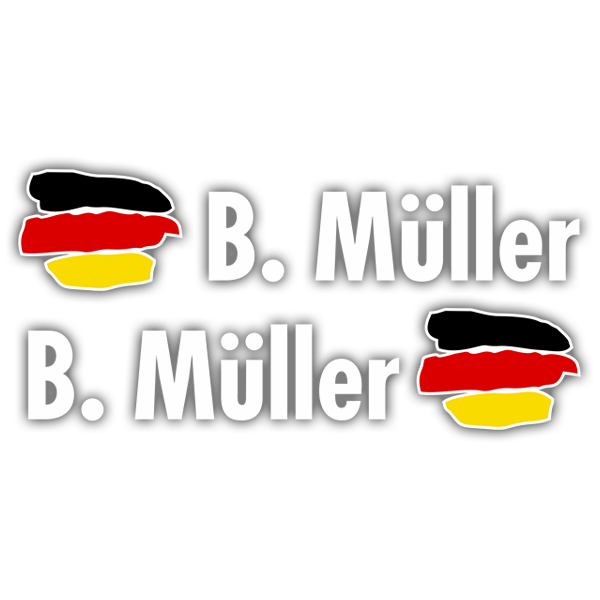 Car & Motorbike Stickers: Kit 2 Flags Germany + Name in white