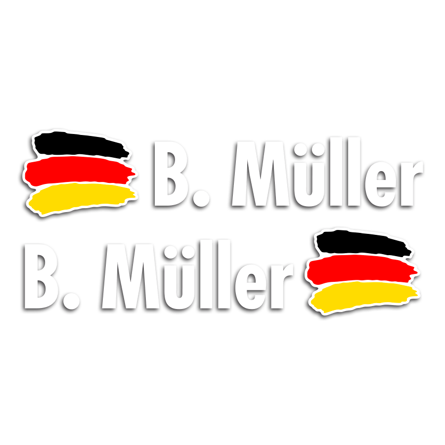 Car & Motorbike Stickers: 2X Flags Germany + Name in white