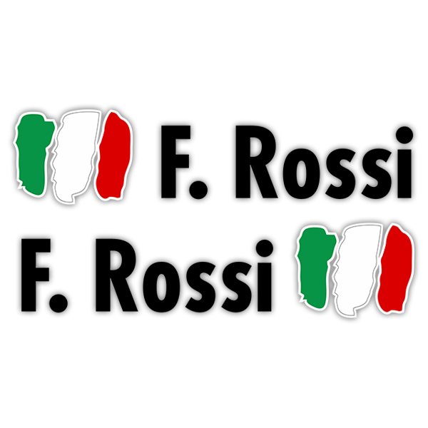 Car & Motorbike Stickers: 2X Flags Italy + Name in black