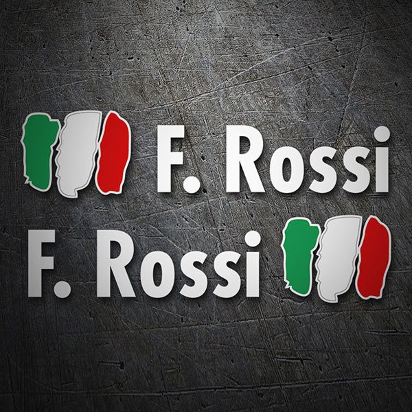 Car & Motorbike Stickers: 2X Flags Italy + Name in white
