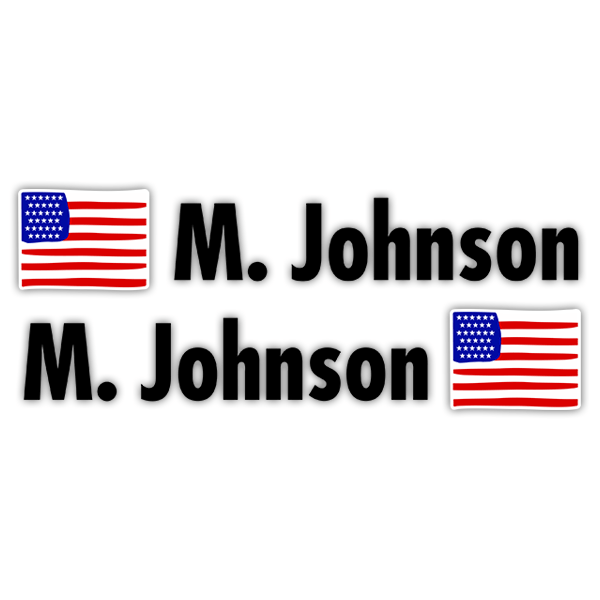 Car & Motorbike Stickers: 2X Flags USA + Name in black