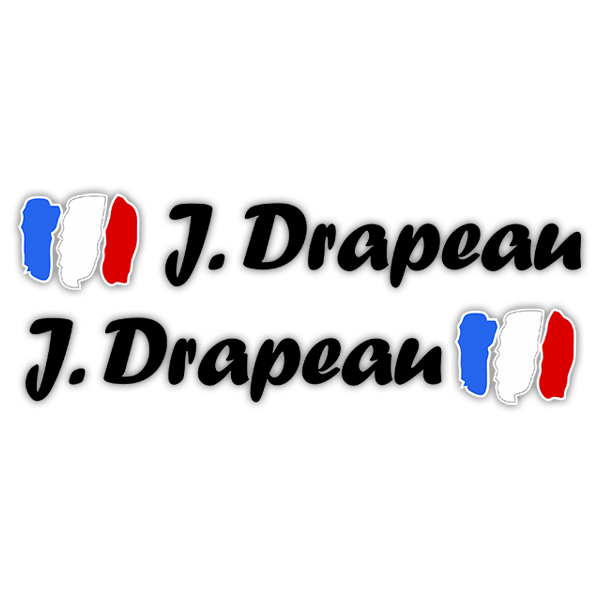 Car & Motorbike Stickers: 2X Flags France + Black calligraphic name