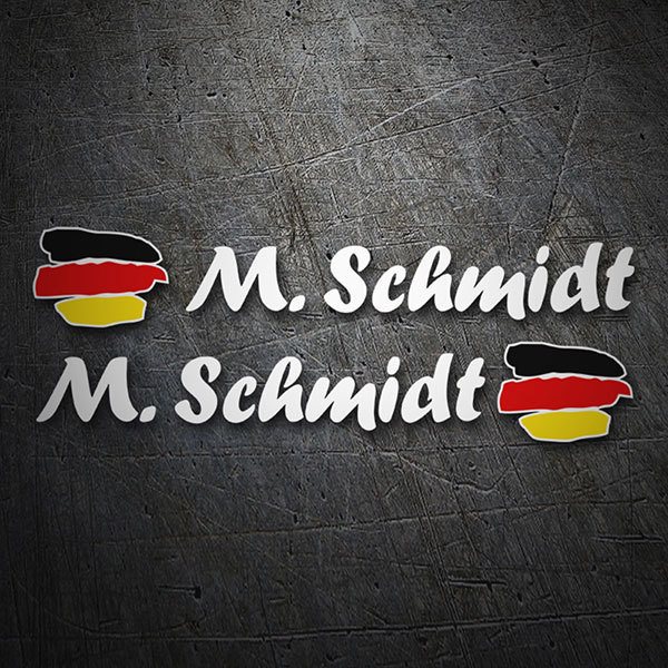 Car & Motorbike Stickers: 2X Flags Germany + white calligraphic name