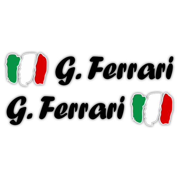 Car & Motorbike Stickers: 2X Flags Italy + Black calligraphic name