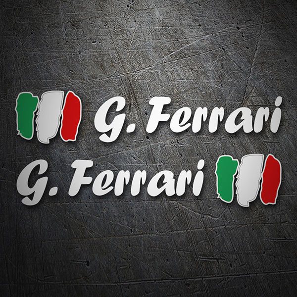 Car & Motorbike Stickers: 2X Flags Italy + white calligraphic name