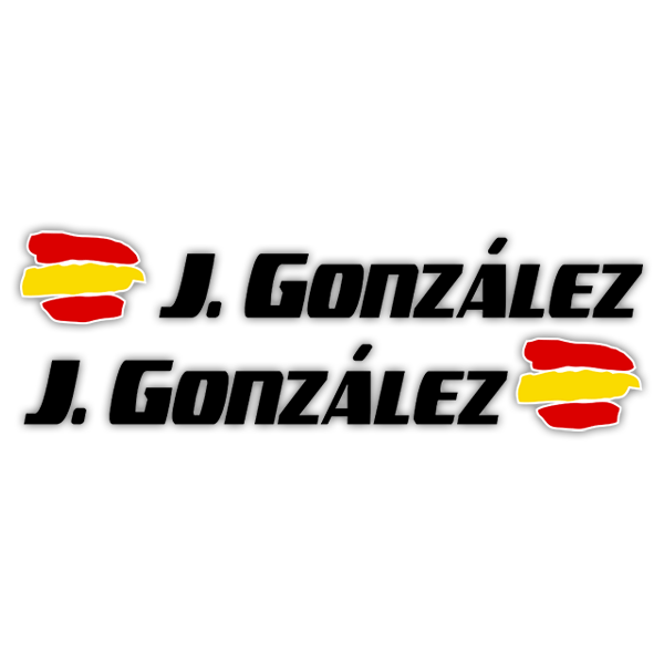 Car & Motorbike Stickers: 2X Flags Spain + Name sport black