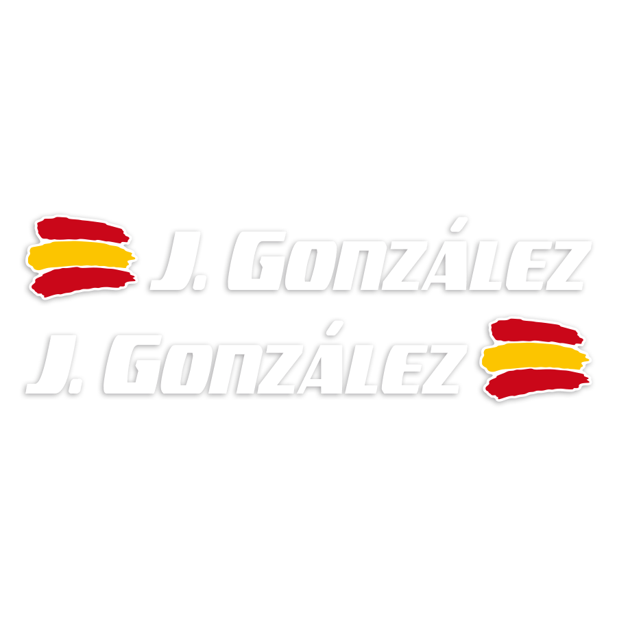 Car & Motorbike Stickers: 2X Flags Spain + Name sport white