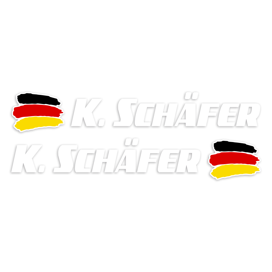 Car & Motorbike Stickers: 2X Flags Germany + white sport name