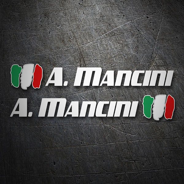 Car & Motorbike Stickers: 2X Flags Italy + Name sport white