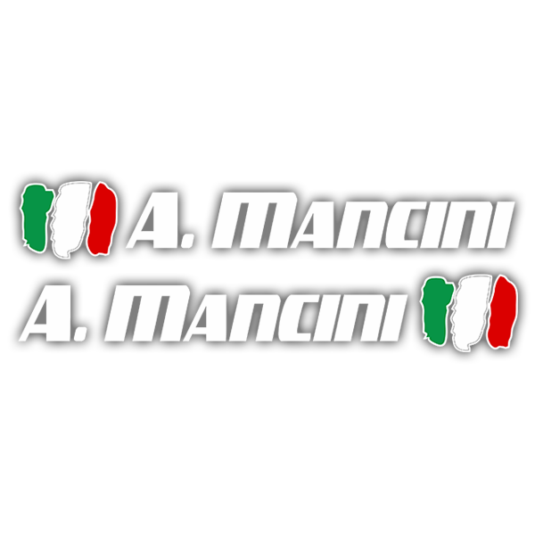 Car & Motorbike Stickers: 2 Flags Italy + Name sport white