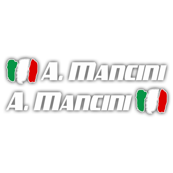 Car & Motorbike Stickers: 2X Flags Italy + Name sport white