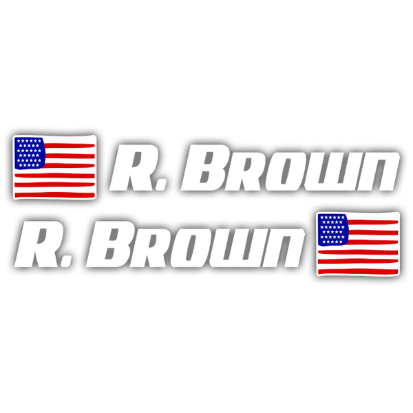 Car & Motorbike Stickers: 2X USA Flags + white sport name