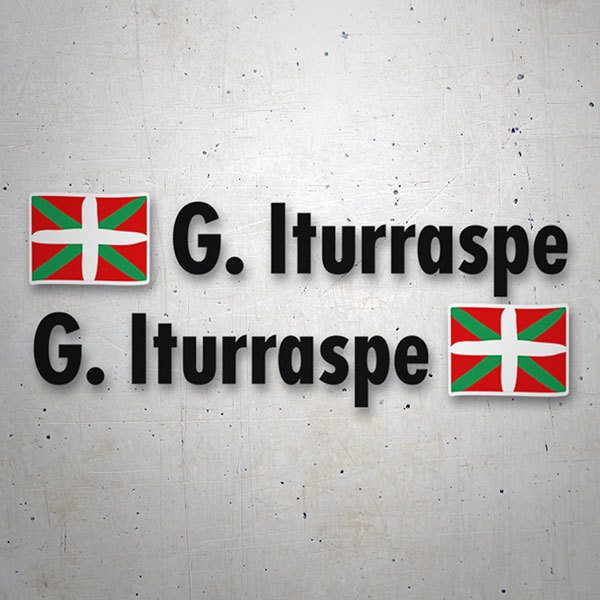 Car & Motorbike Stickers: 2X Flags Basque country + Name in black