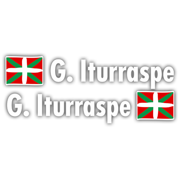Car & Motorbike Stickers: 2 Flags Basque country + Name sport white