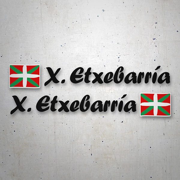 Car & Motorbike Stickers: 2x Flags Basque country + Name calligraphic black