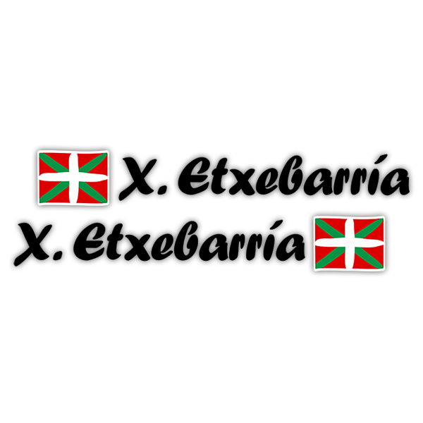 Car & Motorbike Stickers: 2x Flags Basque country + Name calligraphic black