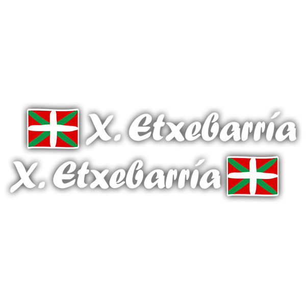 Car & Motorbike Stickers: 2 Flags Basque country + Name calligraphic white
