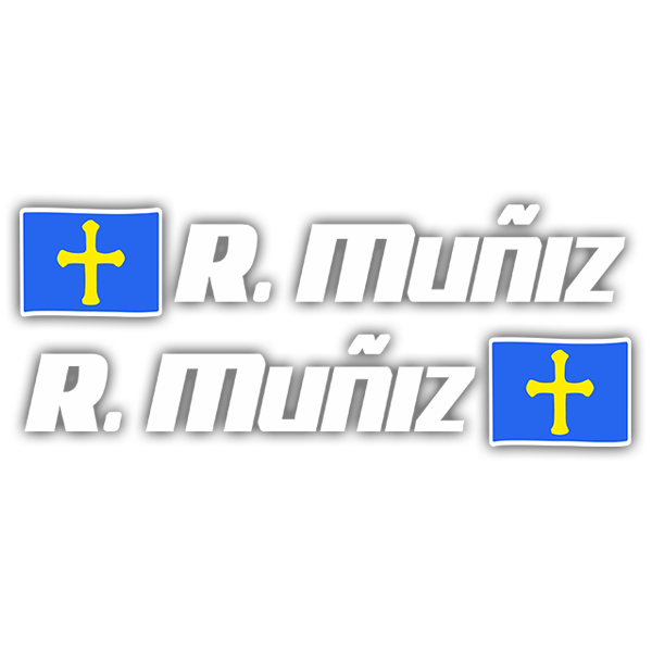 Car & Motorbike Stickers: 2 Flags Asturias + Name sport white