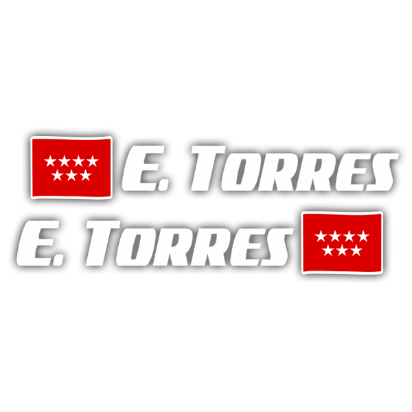Car & Motorbike Stickers: 2 Flags Madrid + Name sport white