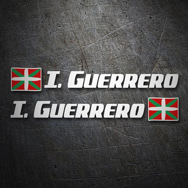 Car & Motorbike Stickers: 2X Flags Basque Country + Name sport white